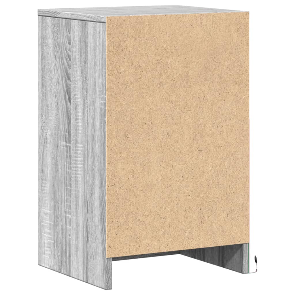 Nightstand with LED Lights Grey Sonoma Particleboard