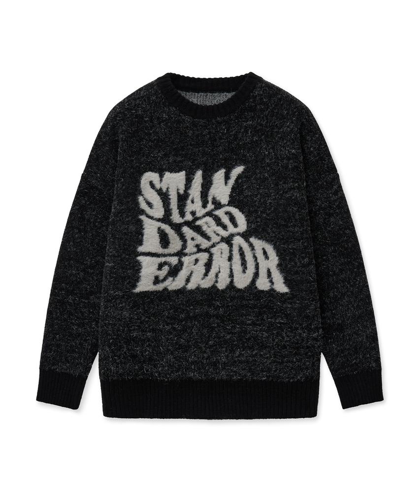 STANDARDERROR 87-Stan192 Pullover Brushed Lettering Jacquard Knit Black
