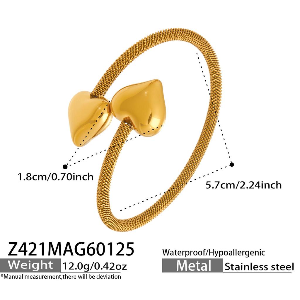 European and American fashion light luxury jewelry bracelet set with zirconia, stainless steel elastic open bangle
