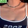 Hip Hop Metal Round Bead Chain Choker Necklace For Women Punk Vintage Fox Noodle Pendant Necklace Fashion Jewelry Party Gifts