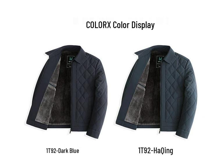 Men's Plus Velvet Thickened Cotton Jacket for Autumn/Winter – Warm Lapel Coat for Middle-Aged and Elderly