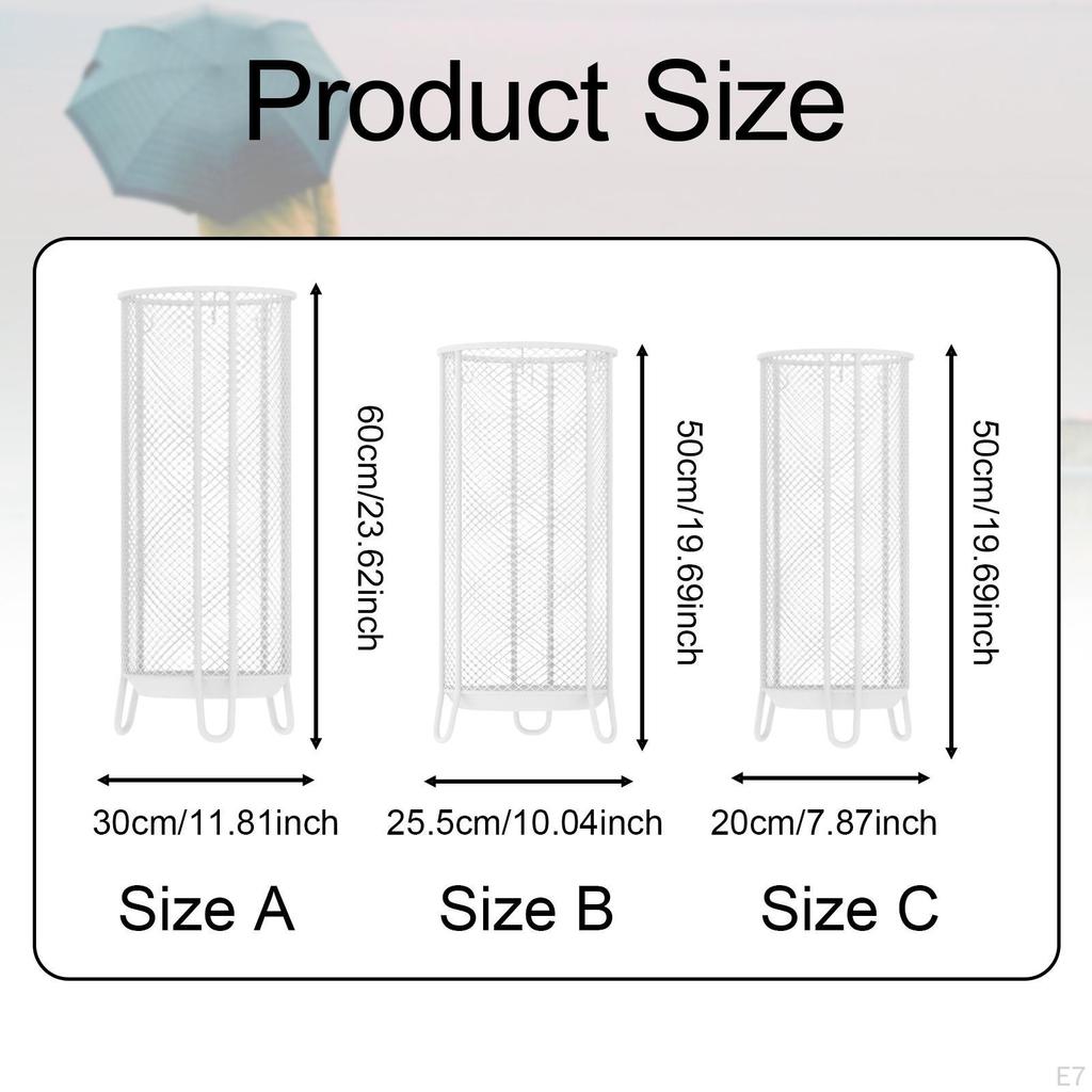 Umbrella Stand Bucket Decorative Space Saving Stable Metal Holder Rack for Home Office