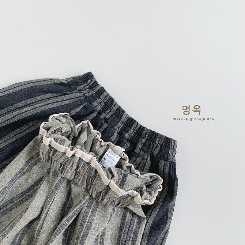 Spring/Summer Children's Striped Pants: Japanese & Korean Mori Style, Loose Fit, Casual for Boys & Girls