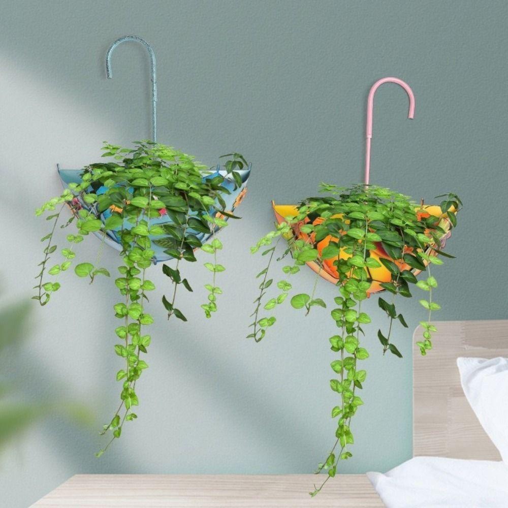 Żelazny Doniczka Kształt Parasola Wisząca na Ścianę Wieszak na Sukulenty Wewnątrz Zewnątrz