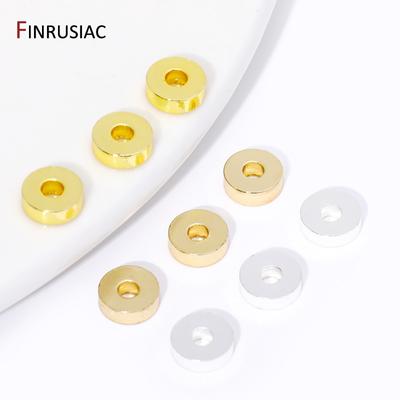 Runde, flache Zwischenperlen aus 18-karätig vergoldetem Messing, 3/4/6 mm, glatte Trennperlen für die Herstellung von DIY-Armbändern und -Halsketten