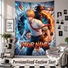 Tapeçaria de Parede com Nome e Texto Personalizados, Tapeçaria Decorativa Chainsaw Man Para Quarto