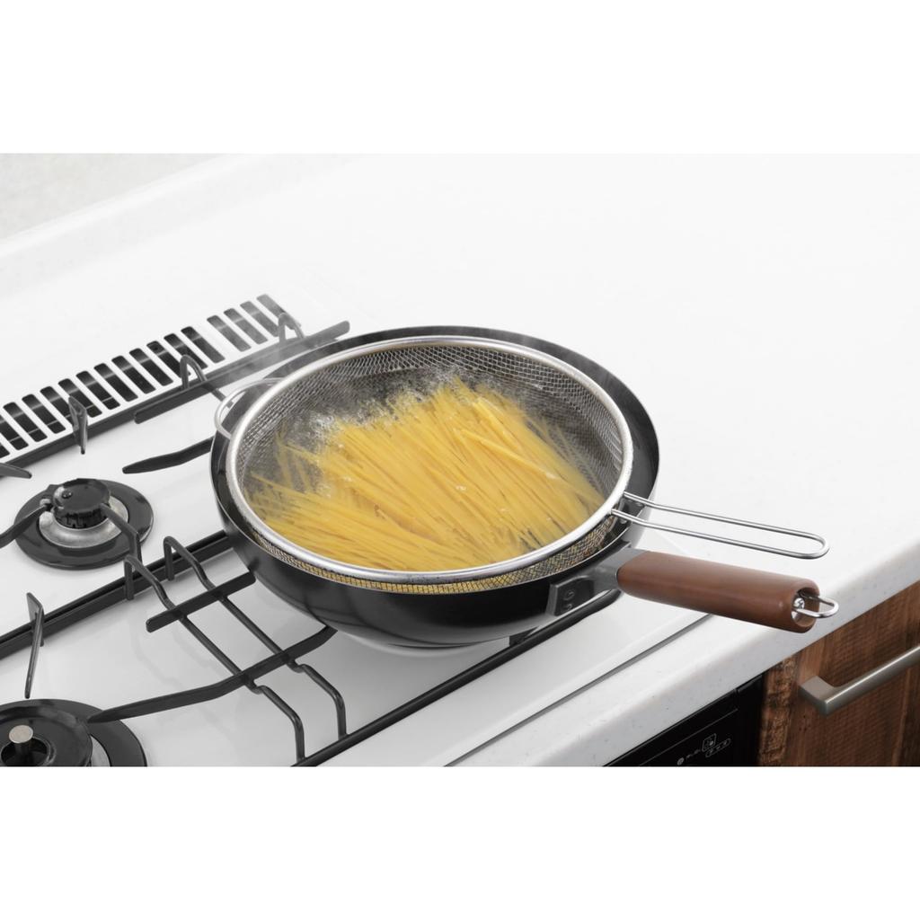 Takagi TAKAGI Frying Pan Strainer for 22cm and 24cm Frying Stackable for and Deep Stainless Kitchen Made in Japan Pans, Boiling, Draining, Frying,