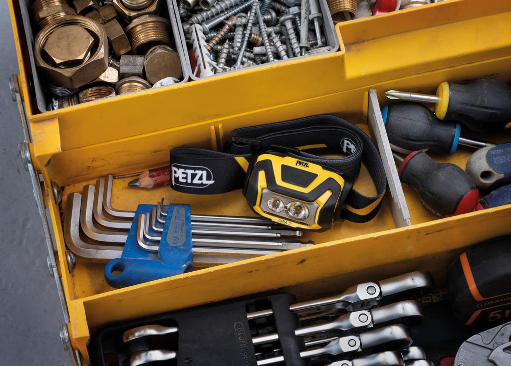 Petzl Aria 2 Waterproof and Dustproof Compact E070AA00 Headlamp, Yellow/Black,