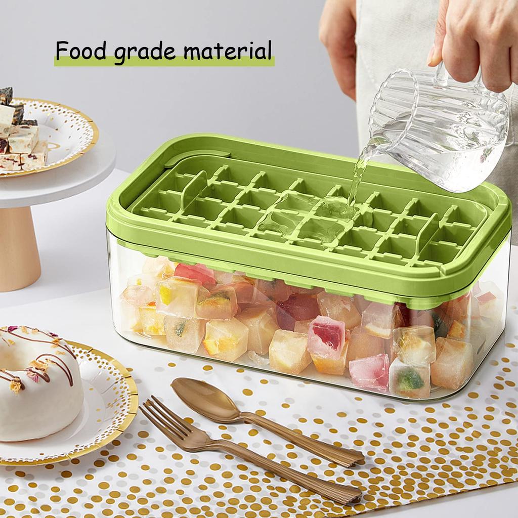 Cube Tray with Lid and BinEasy Release Ice Cube Trays for Freezer Whiskey Cocktail Tea Coffee Summer Kitchen Supplies