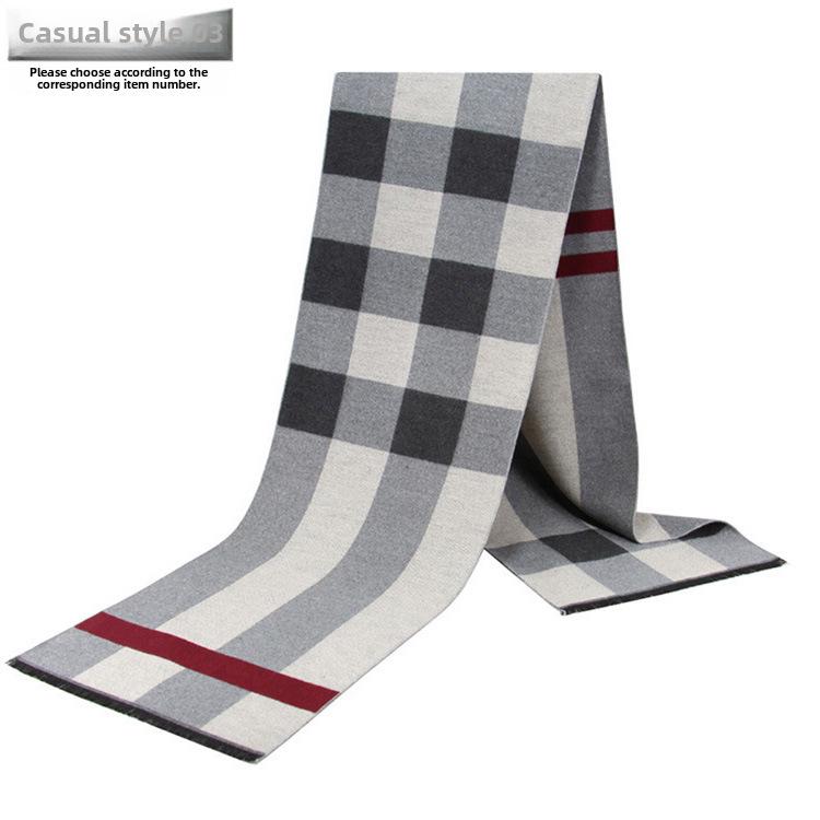 Men's Autumn & Winter Plaid Imitation Cashmere Scarf - Warm & Thick Custom Design