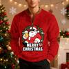 Men's Casual Christmas Print Zip-Up Sweatshirt for Holiday Parties and Everyday Wear