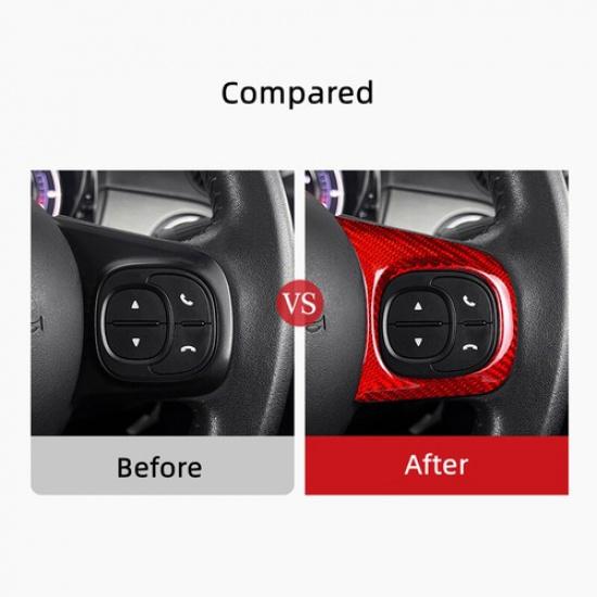 Pair Red Carbon Fiber Car Steering Wheel Switch Frame Sticker For Fiat 500 20-23