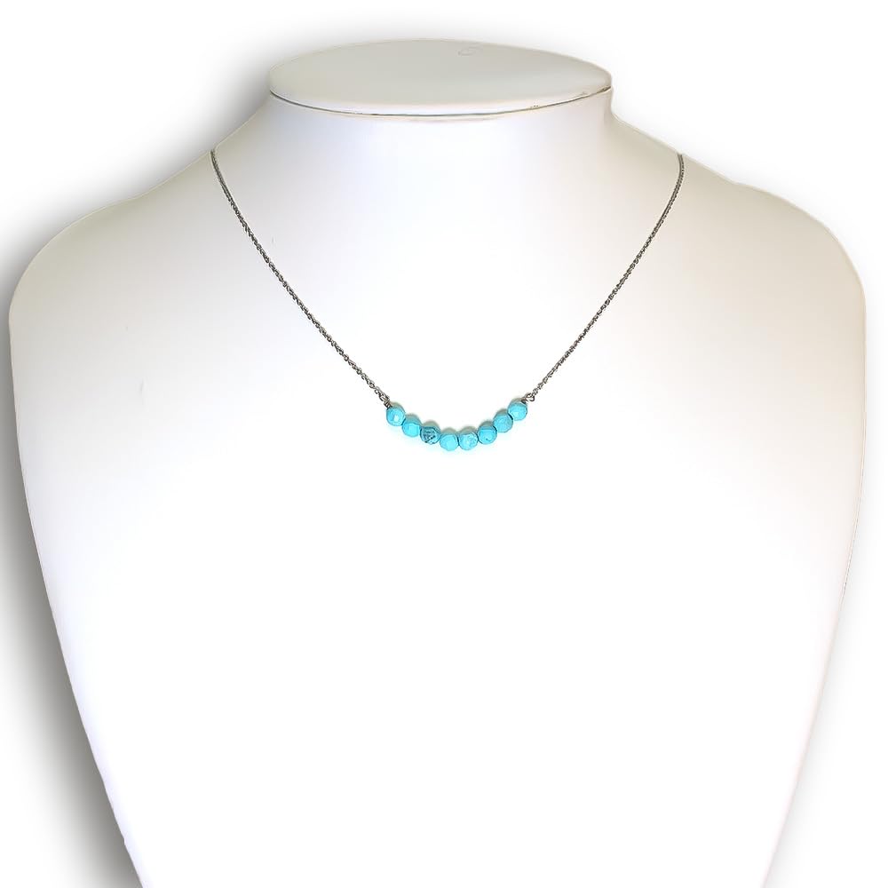 Stylish Magnetic Necklace for Luxury Jewelry Natural Power Made in Japan [MWJ TOKYO] Women, Turquoise, Silver, 32-Face Cut, Accessory, Stone, Stone,