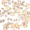 100Pcs Mini Laser Cuts Wood Shape Baby Pram Rocking Horse Pacifier for Home Party Decoration Craft Project