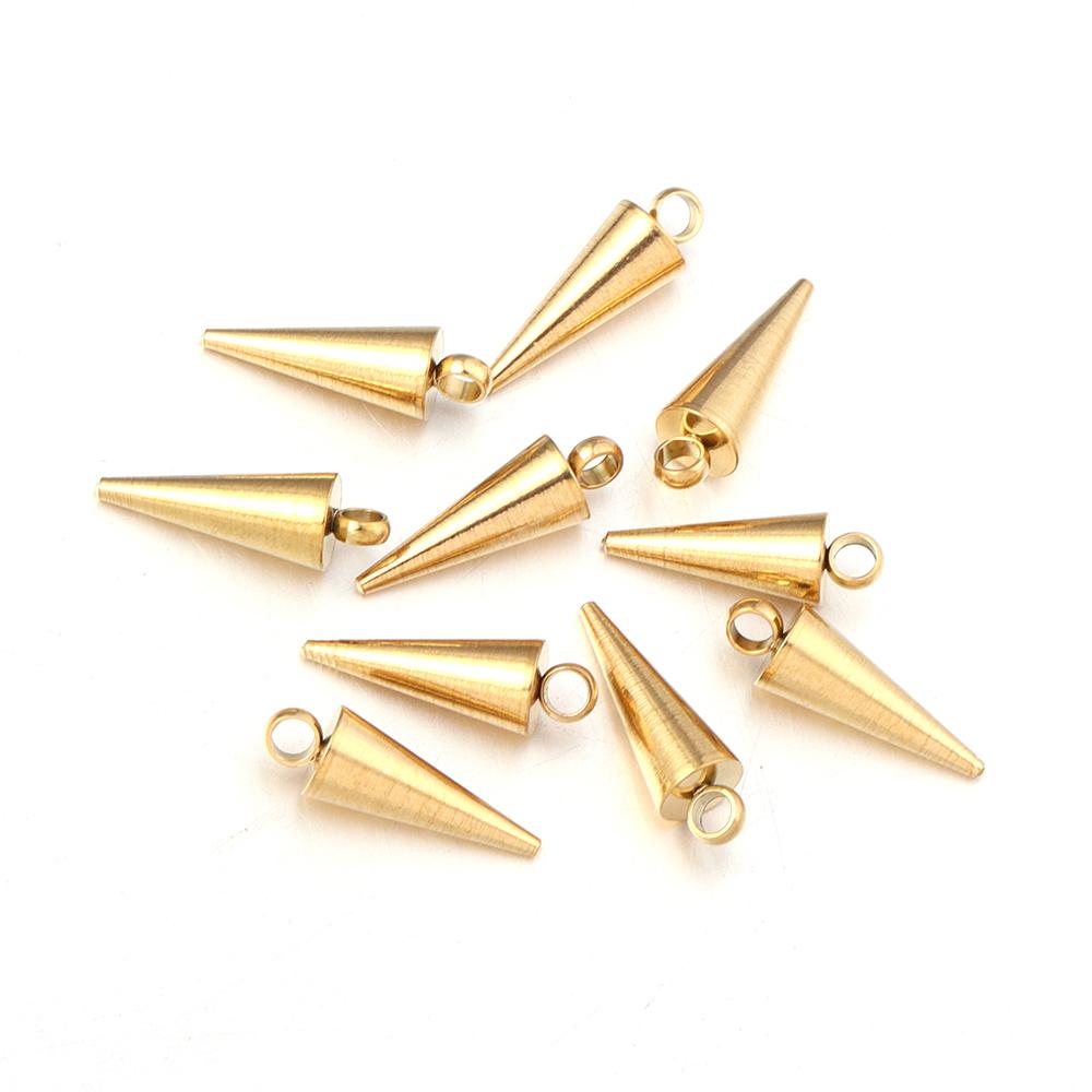 10pcs Stainless Steel Cone Charms Pendants for Jewelry Making Retro Bullet Spike Beads Charms for Women Man Hoop Earring Making