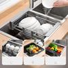 Retractable Stainless Steel Kitchen Sink Shelf Dish Rack Adjustable Sink Rack Kitchen Dish Holder Dish Drainer Fruits Vegetable Draining Rack