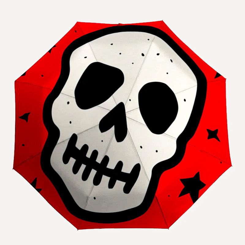

1pc Skull Party Automatic Open/Close Umbrella, Portable Folding Umbrella for Travel, Themed Events, It is suitable as a gift for various festivals, Ou