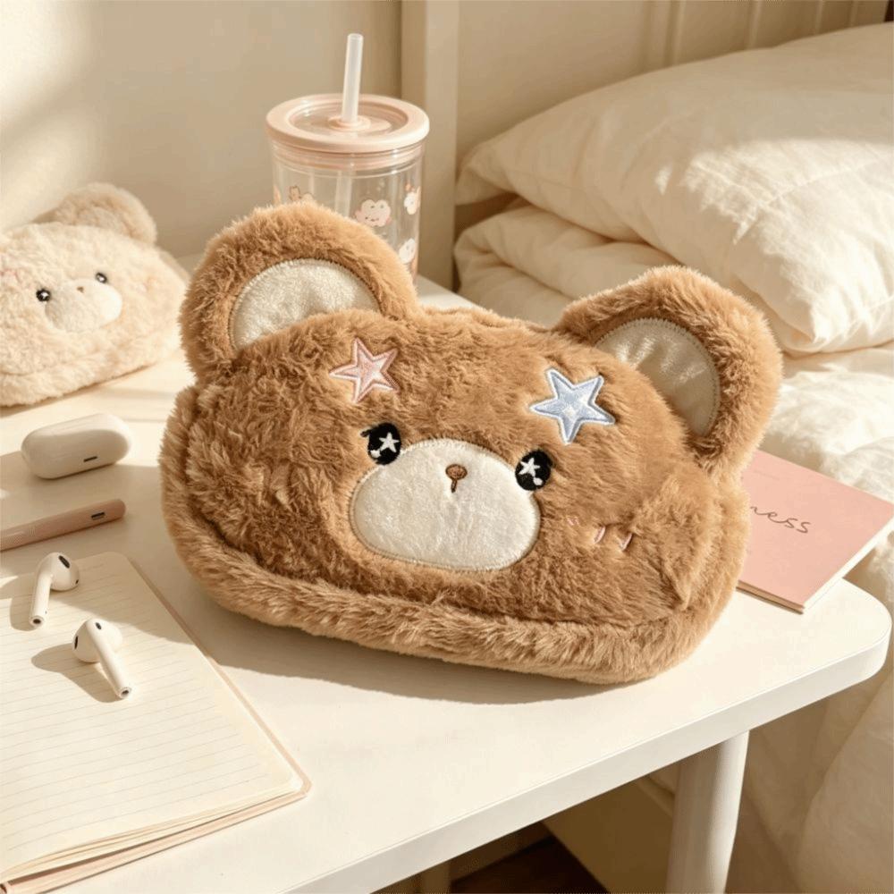 Cartoon Bear Plush Bear Pencil Case Fluffy Plush Pen Bag Cute Plush Pencil Case Student Gifts