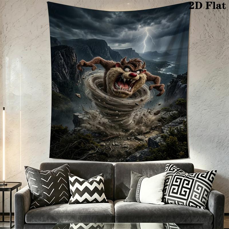 Tazmanian Devil Wall Tapestry Aesthetic Wall Hanging Printed Fabric Blanket Decorative Tapestries for Bedroom Living Room Home Decor