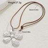 Fashion Exaggerate Flower Pendant Necklace Vintage Silver Color Irregular Large Floral Rope Chain Necklaces Boho Wedding Jewelry