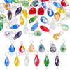 72Pcs 12 Style Glass Pendants, Teardrop, with Copper Wire, Faceted, Mixed Color, 15~18mm, Hole: 2.5~3.5mm, 6pcs/style