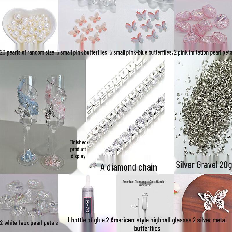DIY Tassel Butterfly Wedding Champagne Flute Kit