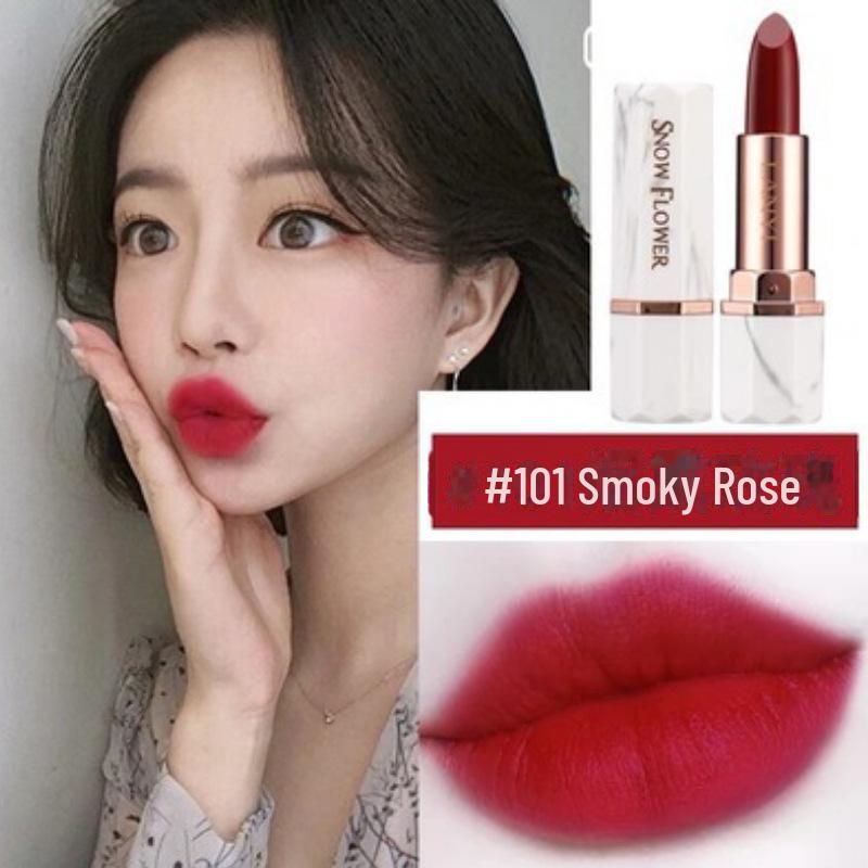 Lan Yi Snowflake Marble Soft Lipstick - Retro Aunt Color, Bean Paste, Tomato Shades, Whitening, All-Match.