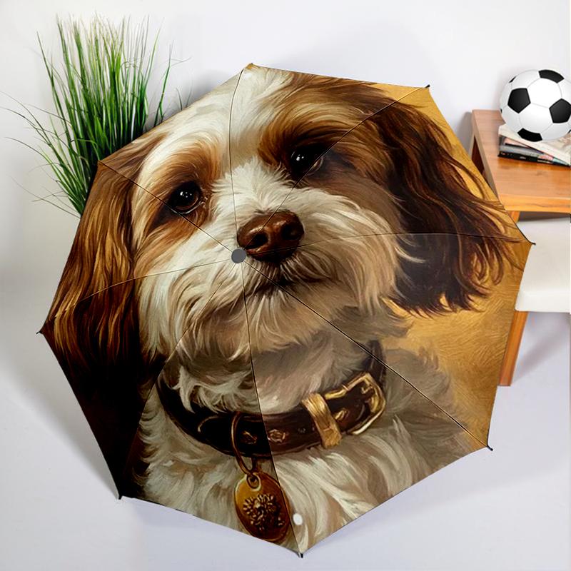 Cute Corgi Puppy Dog Umbrella Automatic Open/close, Sturdy Iron Frame & 8-Rib Struct, Umbrella for Women & Men, Christmas Gifts