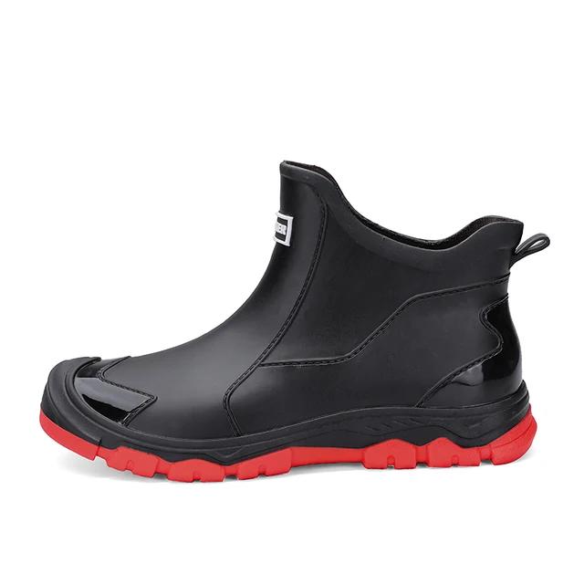 Men's Rain Boots New Outdoor Casual Men's Ankle Hiking Fishing Water Shoes Waterproof Work Boots Anti Slip Men's Shoes