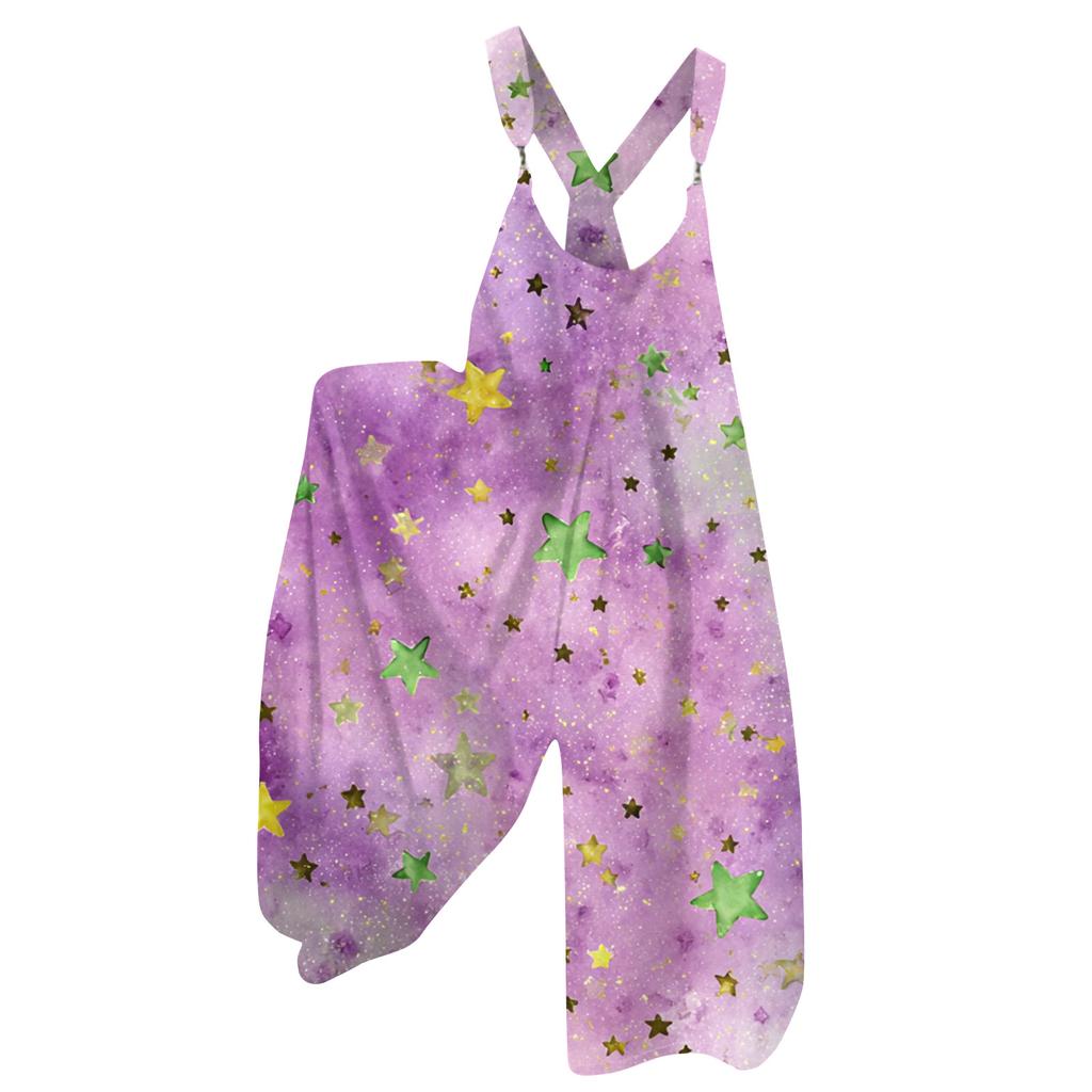 Damen Overalls Print Vintage Jumpsuit (Nicht verstellbare Träger)