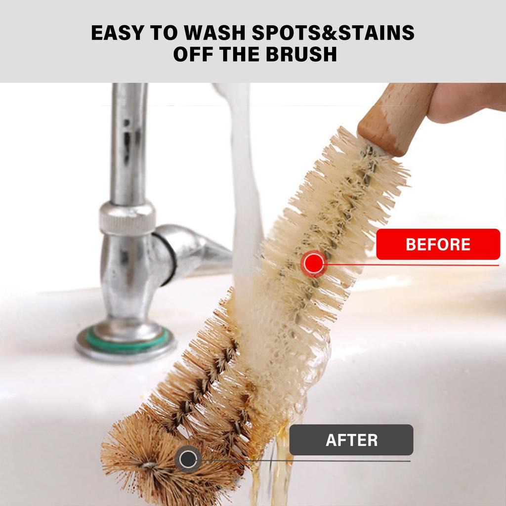 Brosse de nettoyage de bouteilles d'eau, manche en bois Long, brosse de nettoyage de bouteilles d'eau, sans zones mortes pour tasses sous vide, 1 pièce