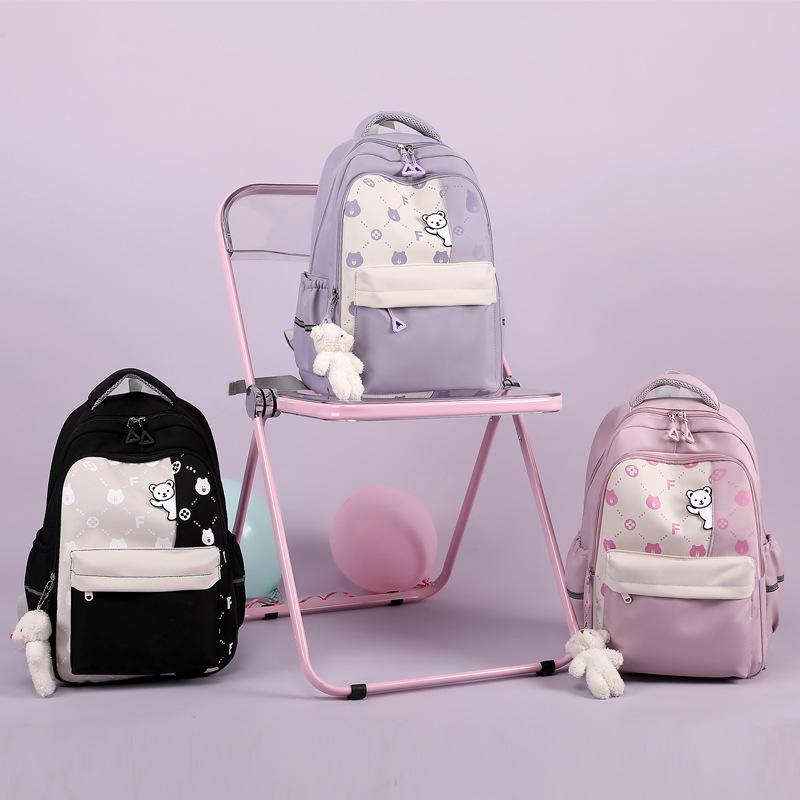 Primary school schoolbag female Korean version Mori small fresh junior high school students solid color simple multi-layer computer backpack