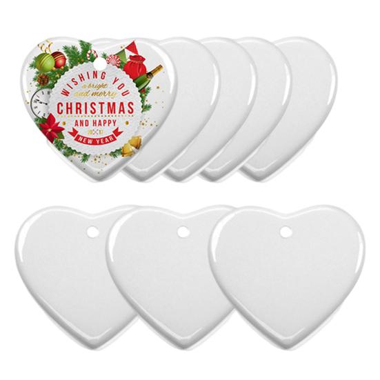 1 Set Seramik Kolye Süblimasyon Baskılı Yıkanabilir Aşınmaya Dayanıklı Dekoratif Beyaz Porselen Süblimasyon Boşluğu Seramik Süs Eşyası Noel İçin