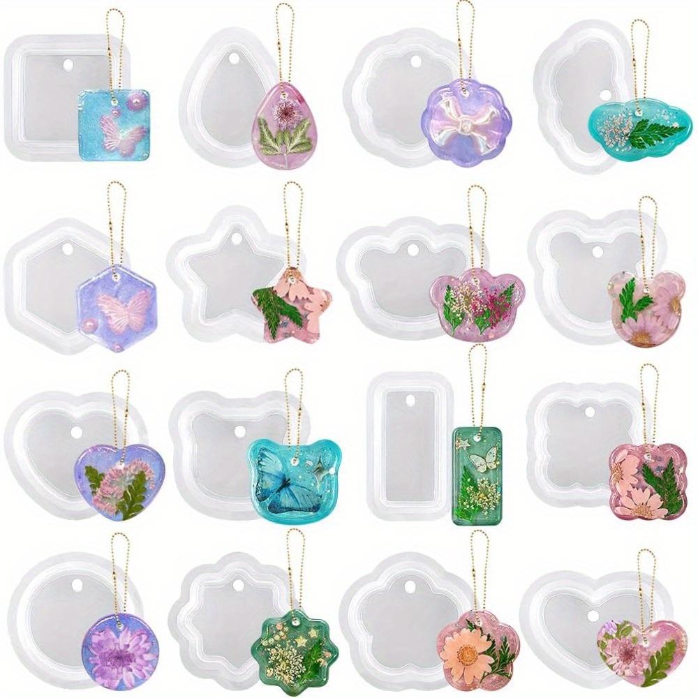 

16 шт. Разнообразные геометрические подвески Силиконовые формы с отверстием для подвешивания Формы для ожерелий и брелоков Создание Незаменимые смоляные силиконовые формы Форма для смоляных брелоков 16pcs