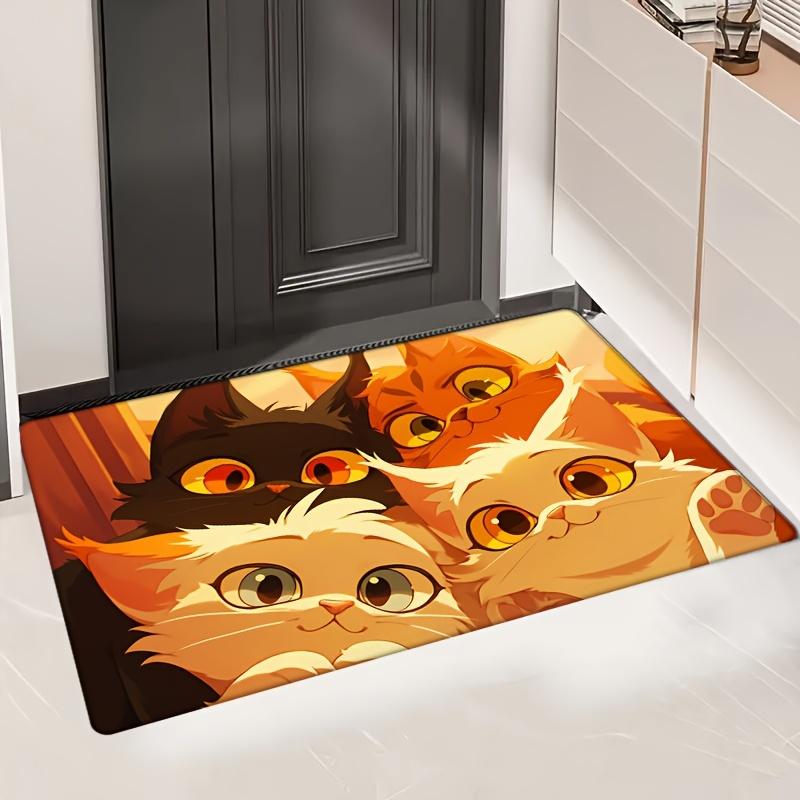 

Flannel thickness 0.47inch foot-1pc cartoon character fatigue door mat, oil painting kitten print absorbent anti-slip mat area c 40cm x 60cm