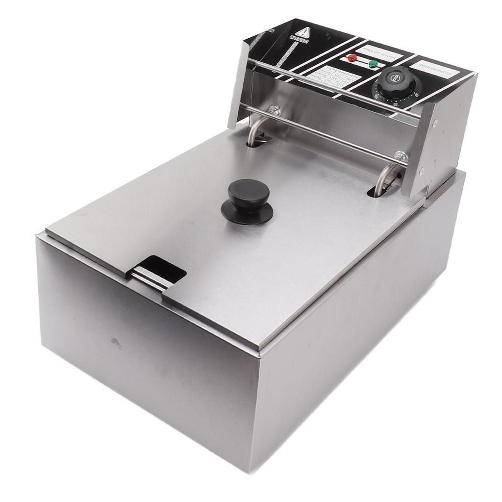 Electric Deep Fryer Stainless Steel Single Cylinder Single Sieve 6L Electric Immersion Deep Fryer