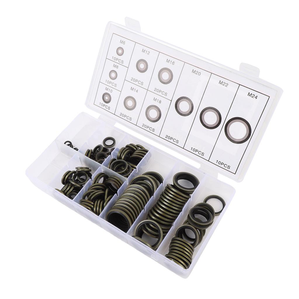 150PCS Seal Oil Washers Assortment Kit M6 M8 M10 M12 M14 M16 M18 M20 M22 M24 Sealing Metal Gasket for Plumbing