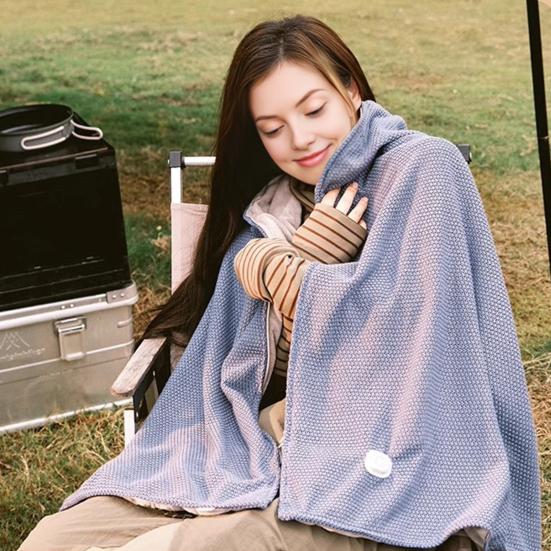 Electric Blanket USB-Powered Hooded Zipper Closure Solid Color Heated Shawl Wraps Winter Warm Quick Heating Blanket