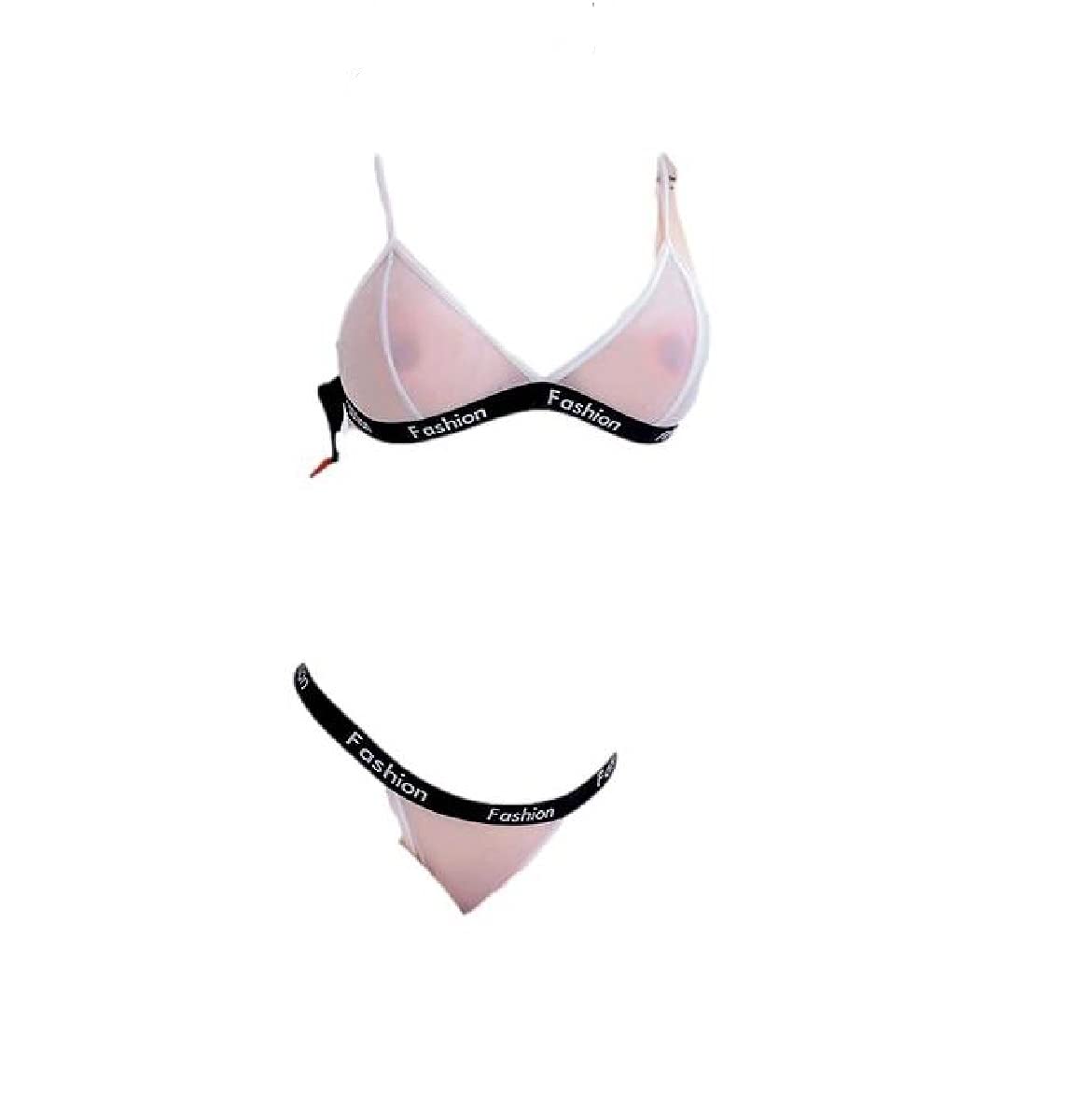 

Sexy Triangle Bikini Micro Bikini Mask Storage Bag Sports Bra Bikini Inner Separate Mesh Fitness Aerobi KBD704 [kazenoko] See-Through [Eye + Set]