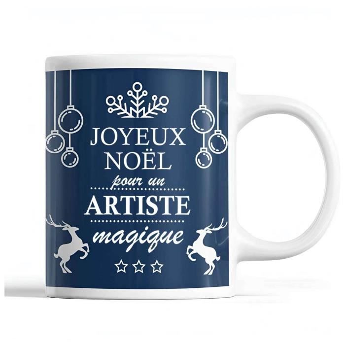 Mug - Noël Artiste homme - Céramique - Imprimé recto/verso - 325 ml - Cadeau Secret Santa