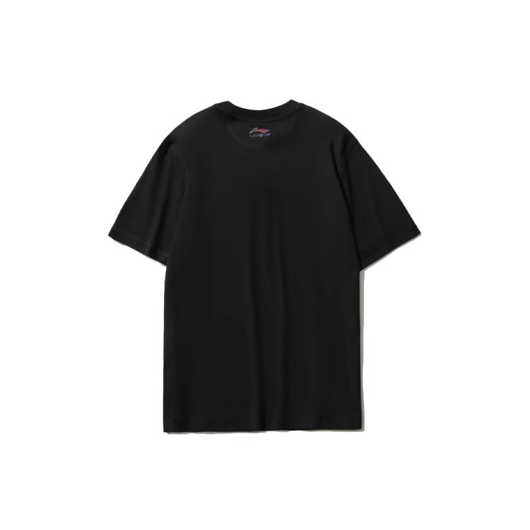 Li Ning T Shirts Men's Black Crew Neck Moderate Straight Fit AHSR353-3
