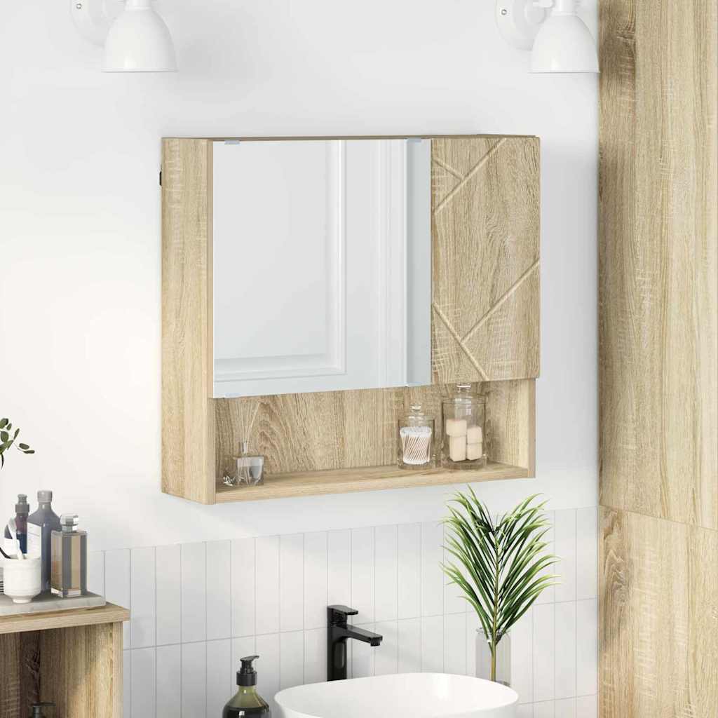 Mirror Cabinet Sonoma Oak 59 X 17 X 55 Cm Engineered Wood