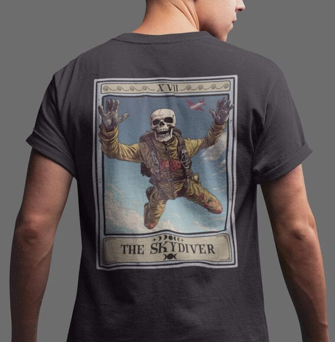 The Skydiver Tarot Card Shirt, BACK PRINT Skydiving 4XL
