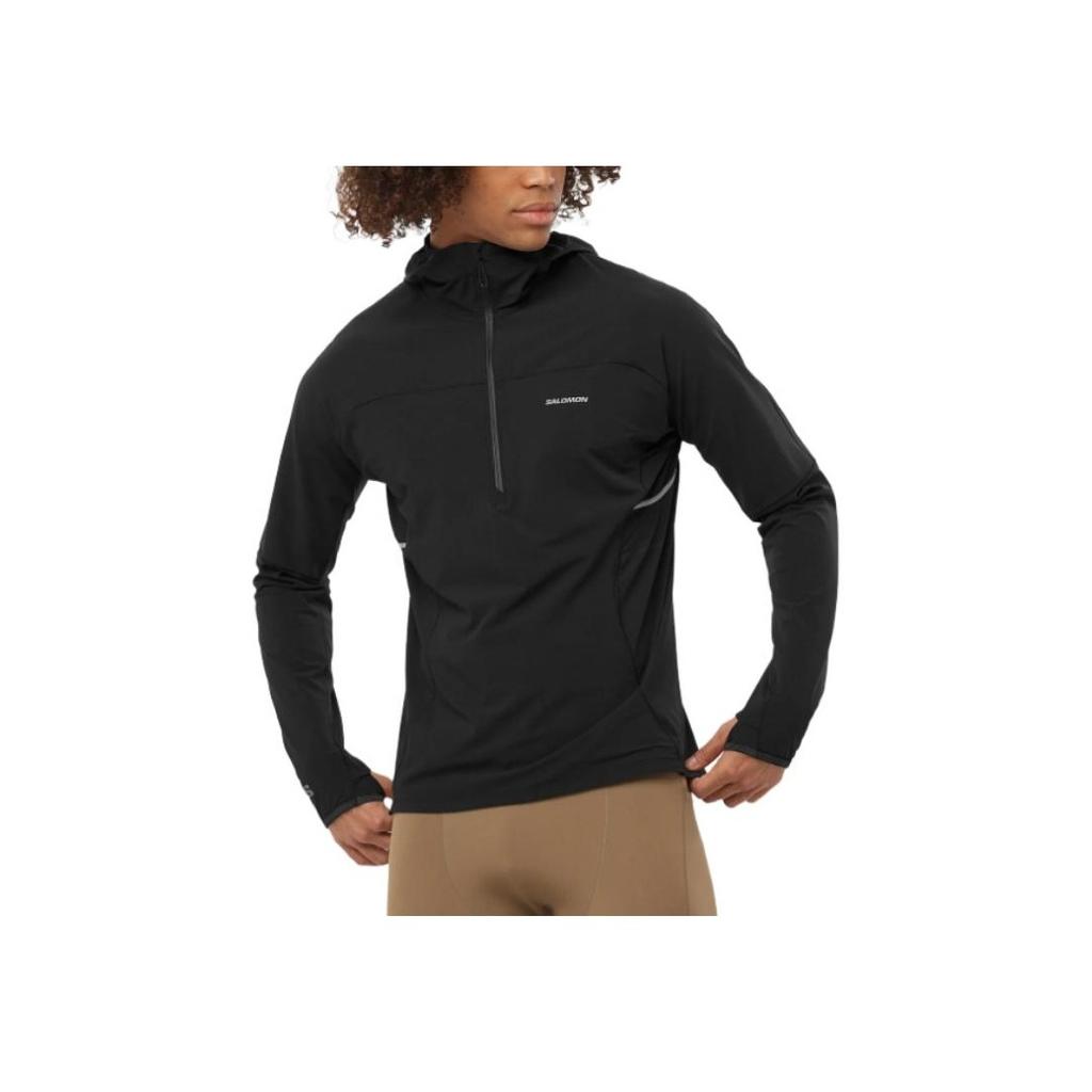 SALOMON Sense Aero Hybrid Soft Comfortable Windproof Waterproof Moisture-Wicking Warm Half-Zip Sweatshirt Men Sweatshirt Deep-Black LC2290600