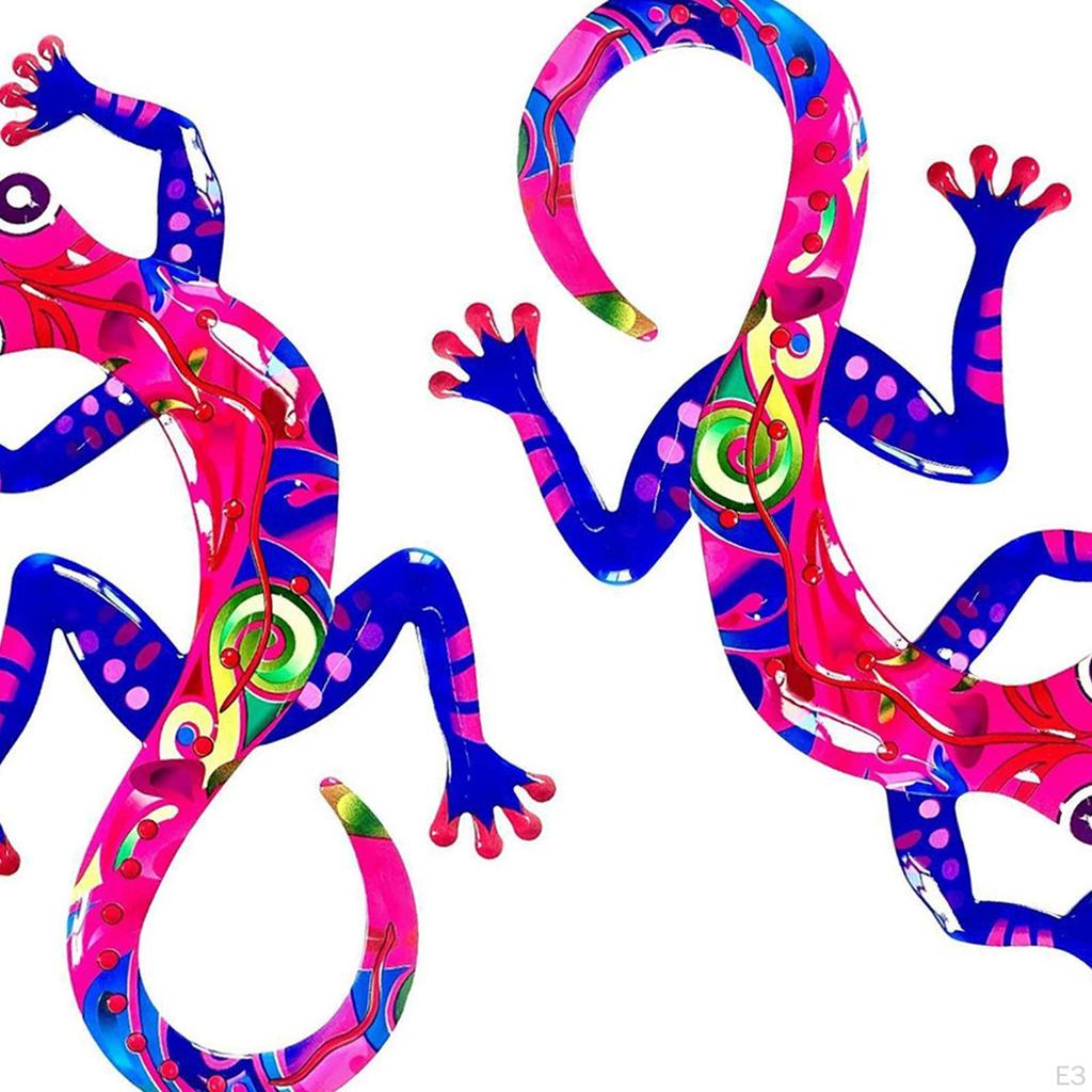 2 Pieces Gecko Wall Decor Decorative Vivid Ornament Iron Creative Art Sculpture for Patio