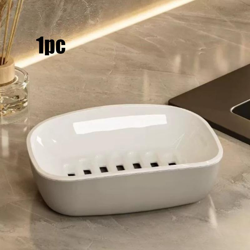 

1 шт. Двухслойная мыльница с дренажем, легко моется, сохраняет мыло сухим, нескользящее дно, бытовая стойка-органайзер для ванной комнаты, держатель для мыла серый