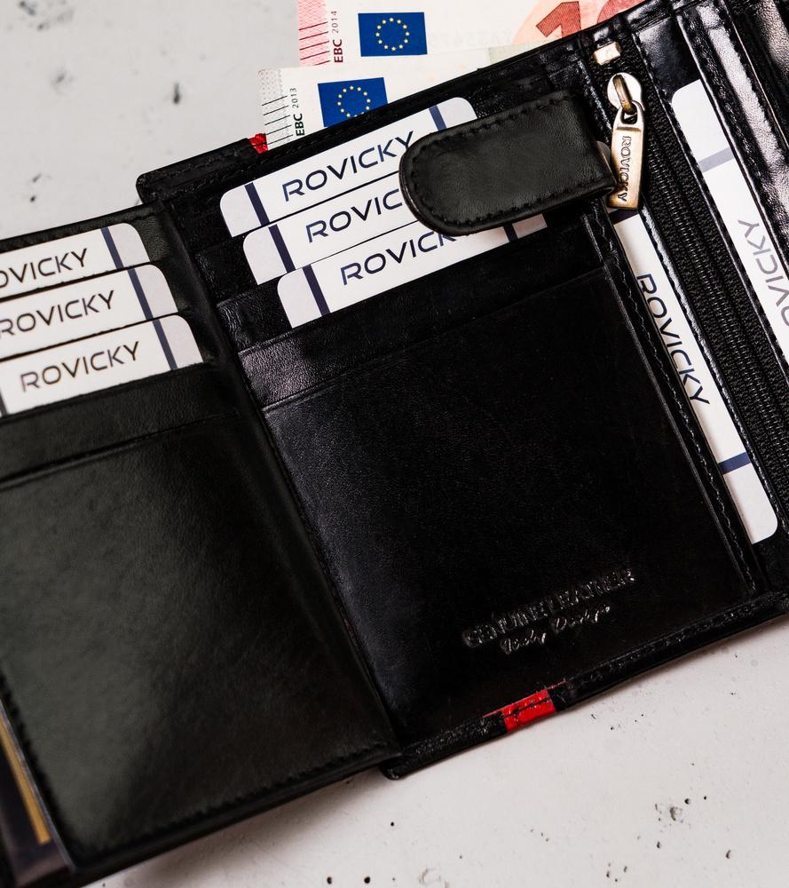 Men's vertical wallet with zippered compartment - Rovicky
