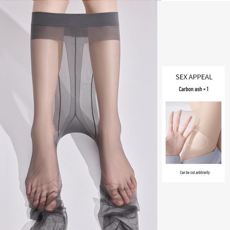Women's Ultra-Thin Gray Silk Anti-Hook Stockings - Sheer, Sexy T-Crotch Pantyhose
