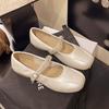 Temperament Silver Single Shoes Women's Autumn Comfortable New Models with Skirts Mary Jane Shoes Versatile Ballet Women's Shoes
