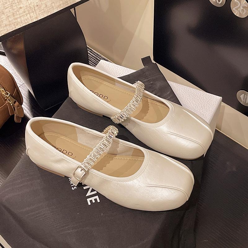 Temperament Silver Single Shoes Women's Autumn Comfortable New Models with Skirts Mary Jane Shoes Versatile Ballet Women's Shoes